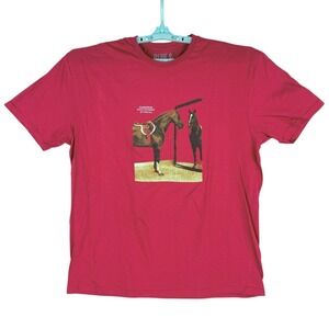Blue & Cream Mens Wellington Wine T-shirt  XL Soft Cotton Horse Graphic NWOT $65